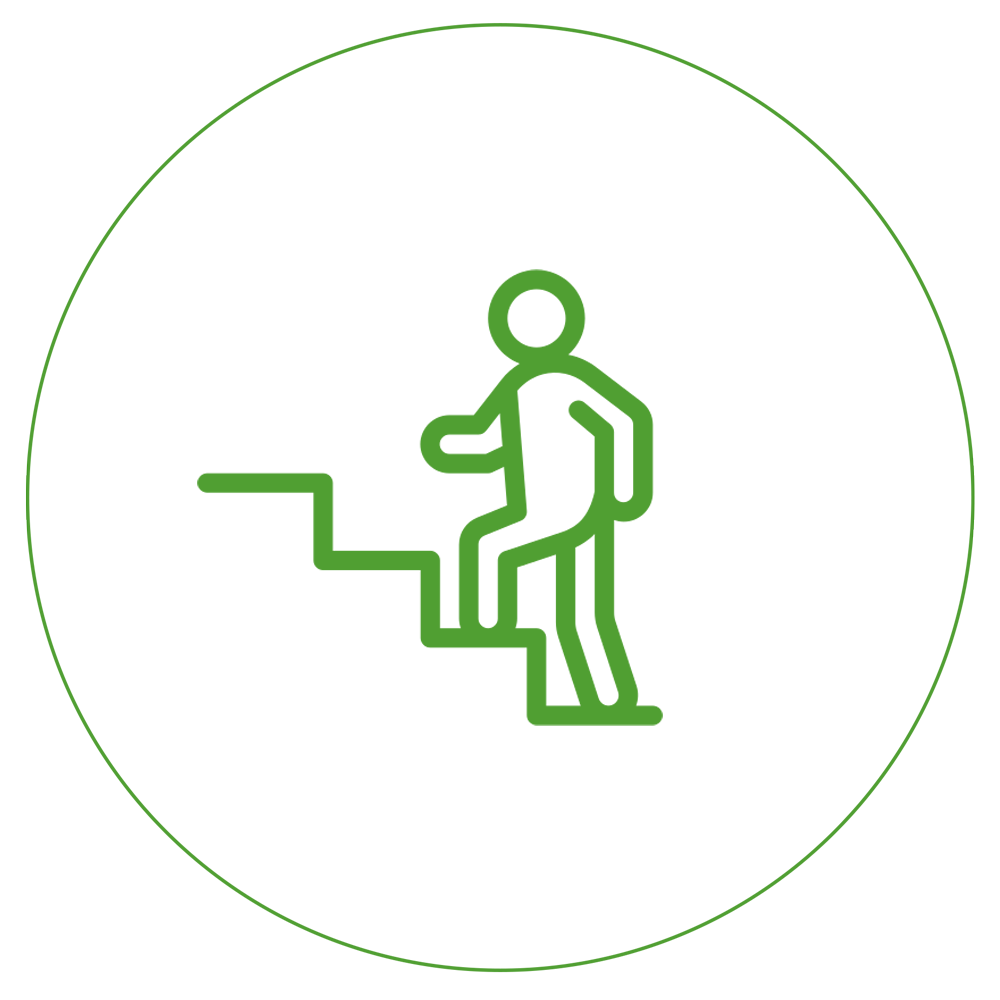 green man walking upstairs icon